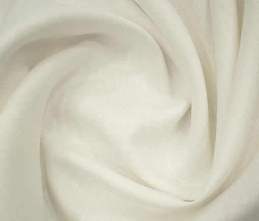 J.Hampstead Men's European Linen 40 LEA Solids 3.50 Meter Unstitched Shirting Fabric (Milky White)