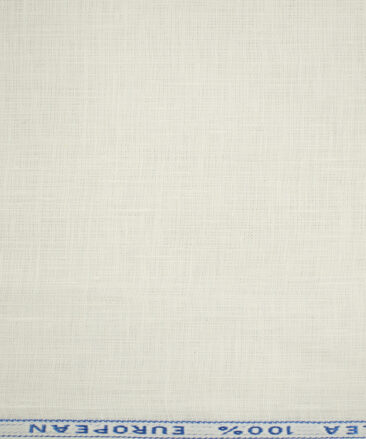 J.Hampstead Men's European Linen 40 LEA Solids 3.50 Meter Unstitched Shirting Fabric (Milky White)