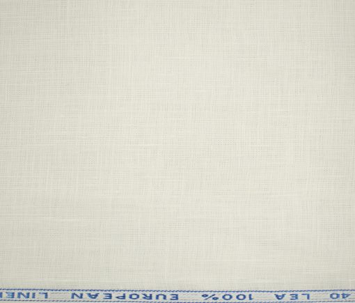 J.Hampstead Men's European Linen 40 LEA Solids 3.50 Meter Unstitched Shirting Fabric (Milky White)