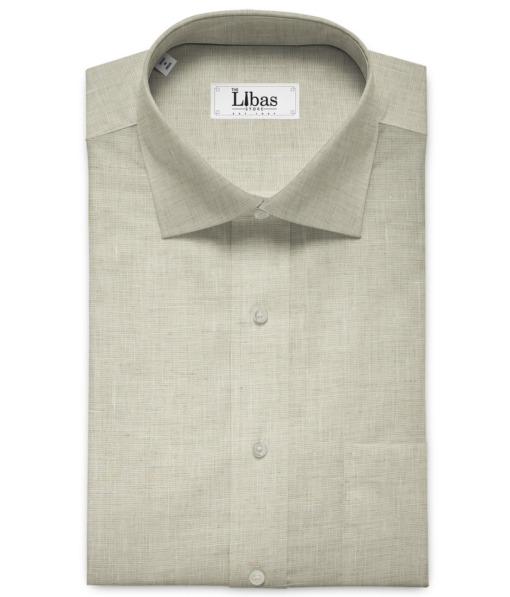 J.Hampstead Men's European Linen 60 LEA Structured 2.25 Meter Unstitched Shirting Fabric (Beige)