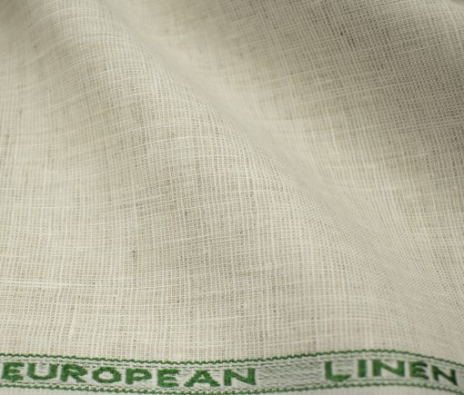 J.Hampstead Men's European Linen 60 LEA Structured 2.25 Meter Unstitched Shirting Fabric (Beige)