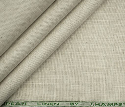 J.Hampstead Men's European Linen 60 LEA Structured 2.25 Meter Unstitched Shirting Fabric (Beige)