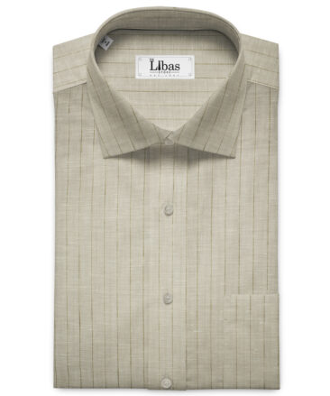 J.Hampstead Men's European Linen 60 LEA Structured 2.25 Meter Unstitched Shirting Fabric (Beige & Brown)