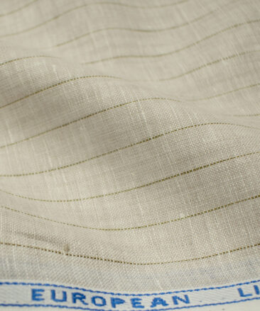 J.Hampstead Men's European Linen 60 LEA Structured 2.25 Meter Unstitched Shirting Fabric (Beige & Brown)