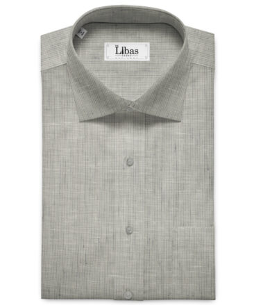 J.Hampstead Men's European Linen 60 LEA Self Design 2.25 Meter Unstitched Shirting Fabric (Light Grey)