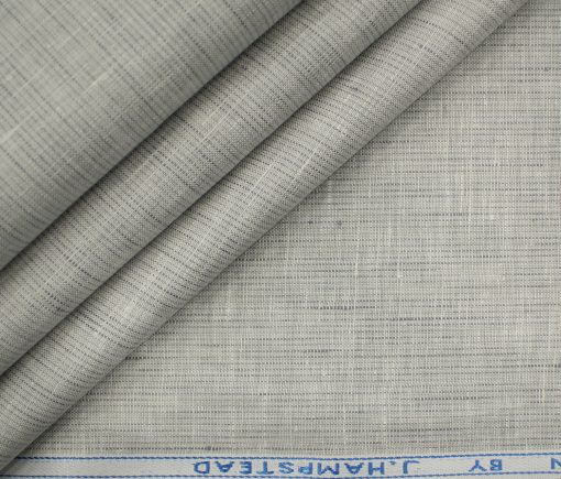 J.Hampstead Men's European Linen 60 LEA Self Design 2.25 Meter Unstitched Shirting Fabric (Light Grey)