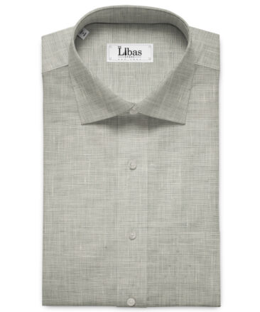 J.Hampstead Men's European Linen 60 LEA Checks 2.25 Meter Unstitched Shirting Fabric (Light Grey)