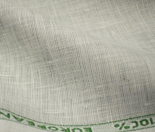 J.Hampstead Men's European Linen 60 LEA Checks 2.25 Meter Unstitched Shirting Fabric (Light Grey)