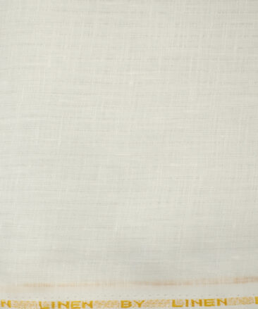 Linen Fiesta Men's European Linen 80 LEA Striped 2.25 Meter Unstitched Shirting Fabric (White)