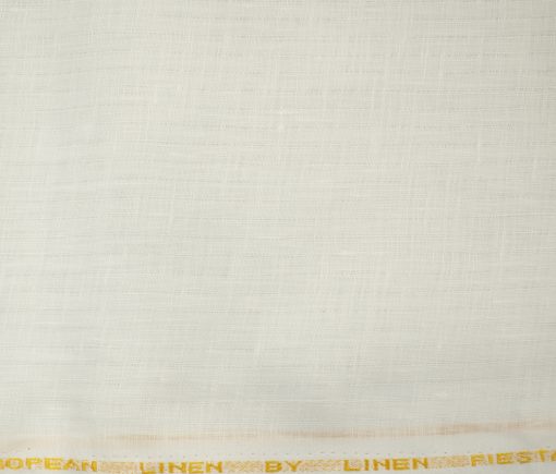 Linen Fiesta Men's European Linen 80 LEA Striped 2.25 Meter Unstitched Shirting Fabric (White)