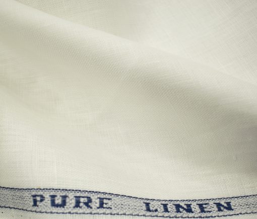 Raymond Men's Pure Linen 60 LEA Solids 3.50 Meter Unstitched Shirting Fabric (Milky White)