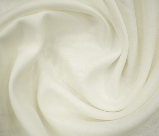 Raymond Men's Pure Linen 60 LEA Solids 3.50 Meter Unstitched Shirting Fabric (Milky White)