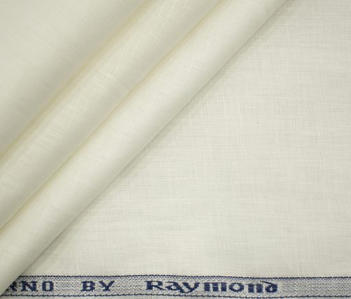 Raymond Men's Pure Linen 60 LEA Solids 3.50 Meter Unstitched Shirting Fabric (Milky White)