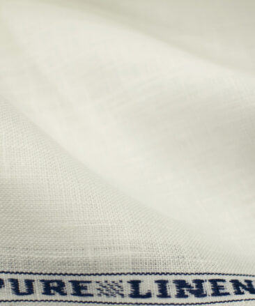 Raymond Men's Pure Linen 60 LEA Solids 3.50 Meter Unstitched Shirting Fabric (Milky White)