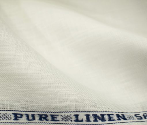 Raymond Men's Pure Linen 60 LEA Solids 3.50 Meter Unstitched Shirting Fabric (Milky White)