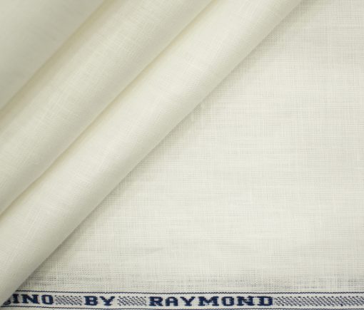 Raymond Men's Pure Linen 60 LEA Solids 3.50 Meter Unstitched Shirting Fabric (Milky White)