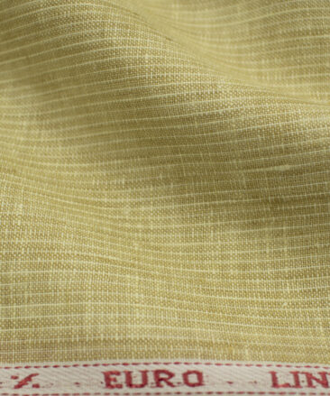 Solino Men's European Linen 60 LEA Striped 2.25 Meter Unstitched Shirting Fabric (Yellowish Beige)