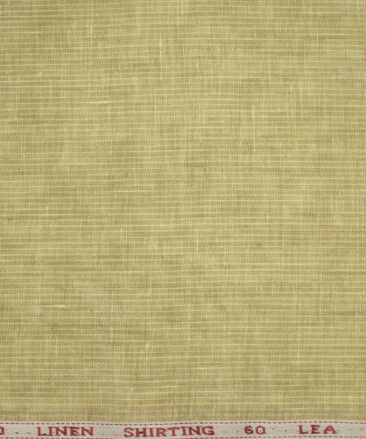 Solino Men's European Linen 60 LEA Striped 2.25 Meter Unstitched Shirting Fabric (Yellowish Beige)