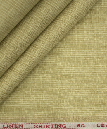 Solino Men's European Linen 60 LEA Striped 2.25 Meter Unstitched Shirting Fabric (Yellowish Beige)