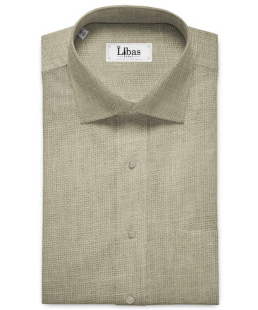 Solino Men's European Linen 60 LEA Structured 2.25 Meter Unstitched Shirting Fabric (Tan Beige)