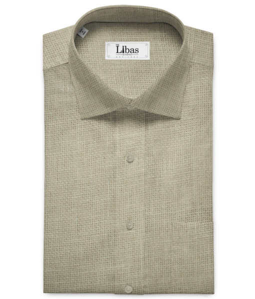 Solino Men's European Linen 60 LEA Structured 2.25 Meter Unstitched Shirting Fabric (Tan Beige)