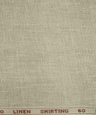 Solino Men's European Linen 60 LEA Structured 2.25 Meter Unstitched Shirting Fabric (Tan Beige)