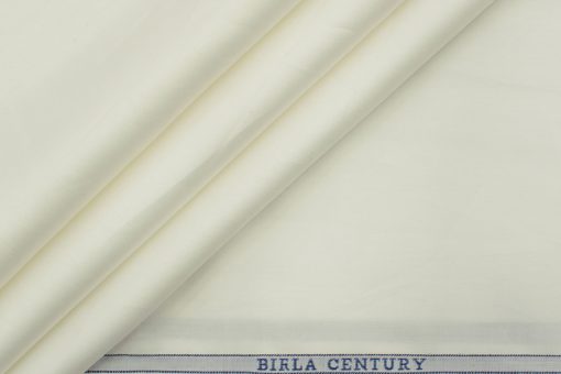 Birla Century Men's Pima Cotton Super 80's Solids 2.25 Meter Unstitched Shirting Fabric (White )