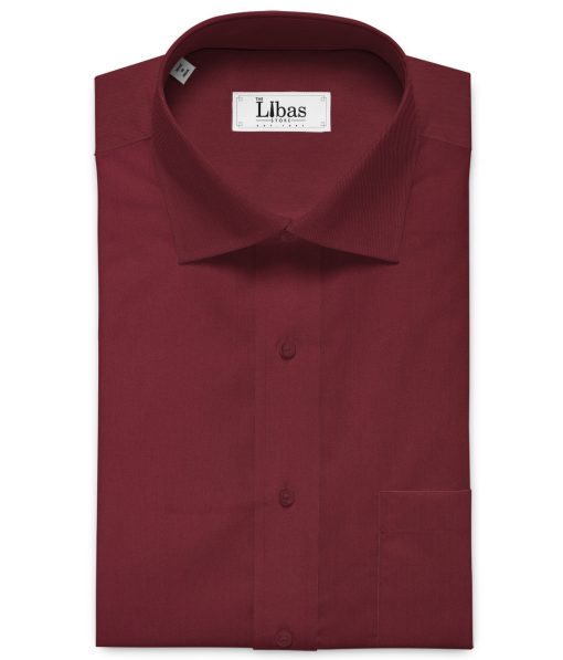 Birla Century Men's Pima Cotton Super 80's Solids 2.25 Meter Unstitched Shirting Fabric (Wine Red)