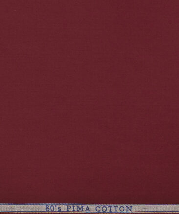 Birla Century Men's Pima Cotton Super 80's Solids 2.25 Meter Unstitched Shirting Fabric (Wine Red)