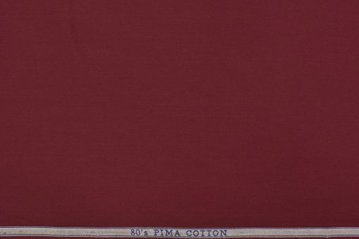 Birla Century Men's Pima Cotton Super 80's Solids 2.25 Meter Unstitched Shirting Fabric (Wine Red)