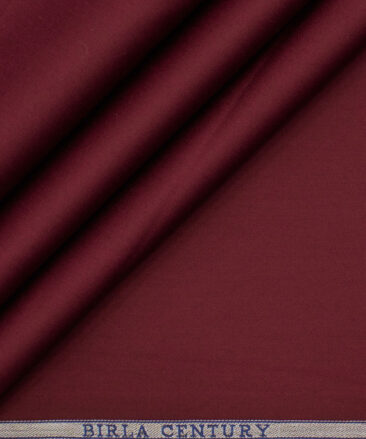 Birla Century Men's Pima Cotton Super 80's Solids 2.25 Meter Unstitched Shirting Fabric (Wine Red)