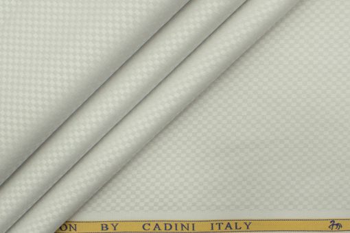 Cadini Men's Giza Cotton Structured 2.25 Meter Unstitched Shirting Fabric (Light Grey )