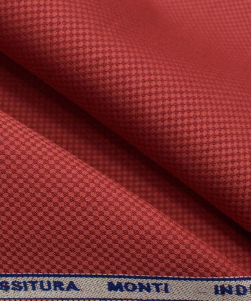 Tessitura Monti Men's Giza Cotton Structured 2.25 Meter Unstitched Shirting Fabric (Cherry Red)