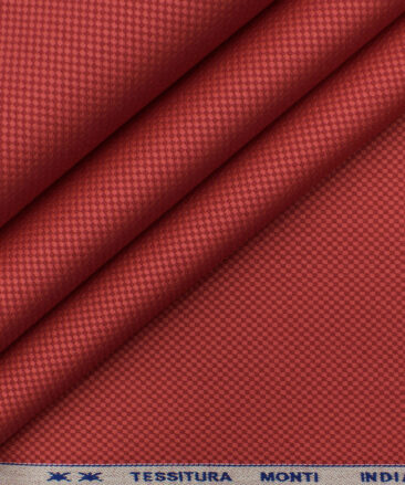 Tessitura Monti Men's Giza Cotton Structured 2.25 Meter Unstitched Shirting Fabric (Cherry Red)