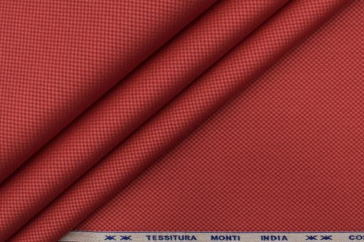 Tessitura Monti Men's Giza Cotton Structured 2.25 Meter Unstitched Shirting Fabric (Cherry Red)