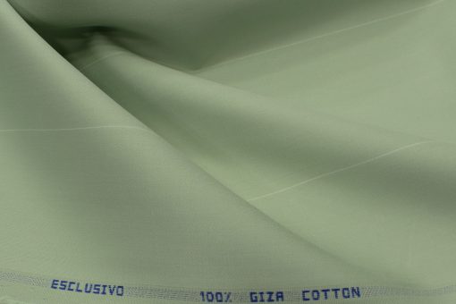 Tessitura Monti Men's Giza Cotton Striped 2.25 Meter Unstitched Shirting Fabric (Light Olive Green)