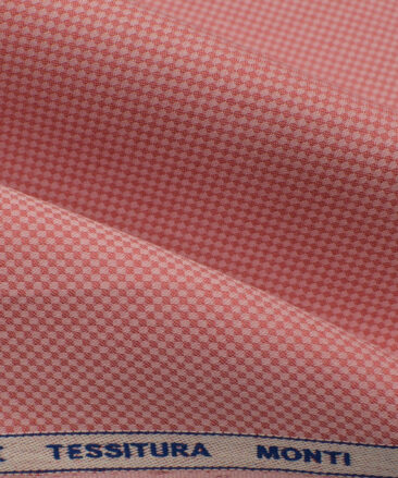 Tessitura Monti Men's Giza Cotton Structured 2.25 Meter Unstitched Shirting Fabric (Peachish Pink)