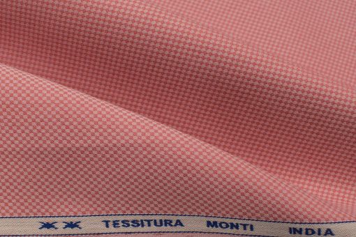 Tessitura Monti Men's Giza Cotton Structured 2.25 Meter Unstitched Shirting Fabric (Peachish Pink)