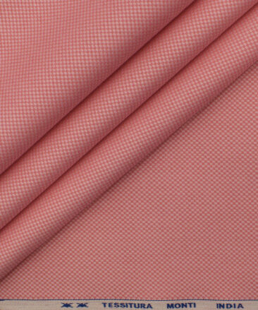 Tessitura Monti Men's Giza Cotton Structured 2.25 Meter Unstitched Shirting Fabric (Peachish Pink)