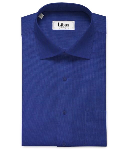 Tessitura Monti Men's Giza Cotton Structured 2.25 Meter Unstitched Shirting Fabric (Royal Blue)