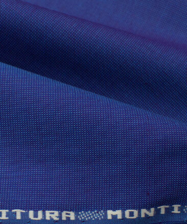 Tessitura Monti Men's Giza Cotton Structured 2.25 Meter Unstitched Shirting Fabric (Royal Blue)