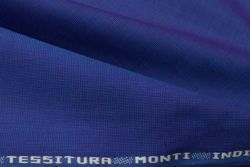 Tessitura Monti Men's Giza Cotton Structured 2.25 Meter Unstitched Shirting Fabric (Royal Blue)