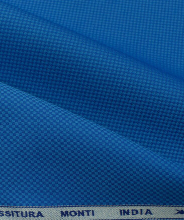 Tessitura Monti Men's Giza Cotton Structured 2.25 Meter Unstitched Shirting Fabric (Royal Blue)