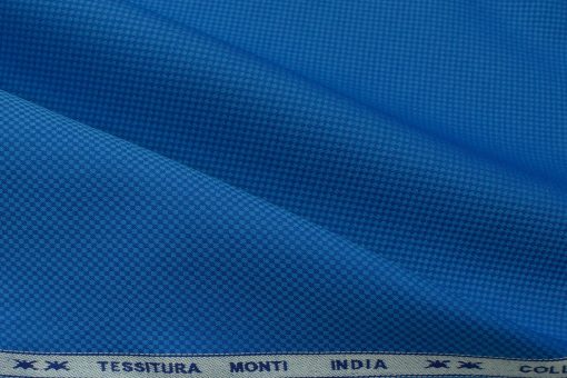 Tessitura Monti Men's Giza Cotton Structured 2.25 Meter Unstitched Shirting Fabric (Royal Blue)