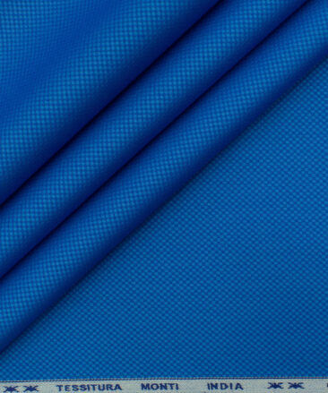 Tessitura Monti Men's Giza Cotton Structured 2.25 Meter Unstitched Shirting Fabric (Royal Blue)