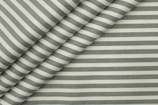 Nemesis Men's Giza Cotton Striped 2.25 Meter Unstitched Shirting Fabric (White)