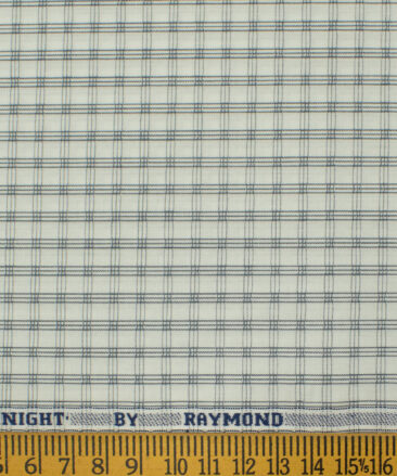 Raymond Men's Premium Cotton Checks 2.25 Meter Unstitched Shirting Fabric (White)