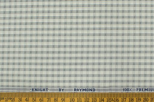 Raymond Men's Premium Cotton Checks 2.25 Meter Unstitched Shirting Fabric (White)