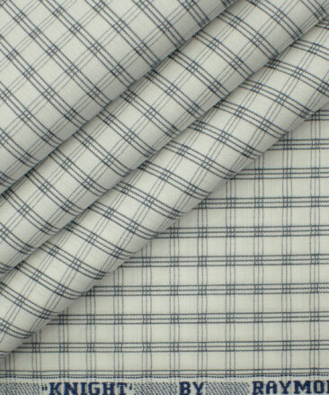 Raymond Men's Premium Cotton Checks 2.25 Meter Unstitched Shirting Fabric (White)