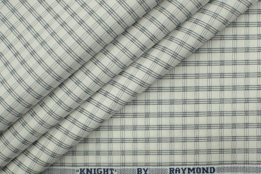 Raymond Men's Premium Cotton Checks 2.25 Meter Unstitched Shirting Fabric (White)